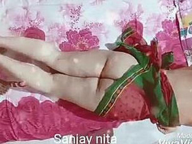 Nita in a sexy sari gets double teamed by two swingers
