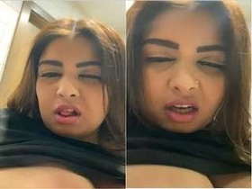 Watch a beautiful Indian woman with pale skin and big breasts in action