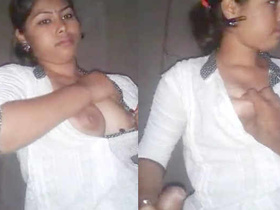 Young girl pleasures herself and takes a big cock