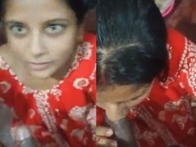 Nighty-clad Indian housewife gives head in public
