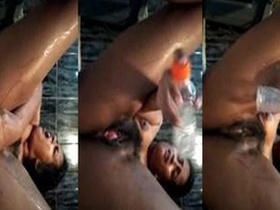 Horny bitch gets pounded with a bottle in MMS video