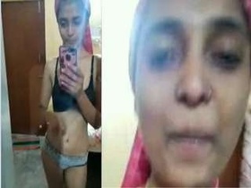A pretty Indian girl flaunts her assets in a seductive video for her lover