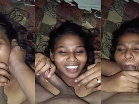Tamil girl gives blowjob to her boyfriend in village