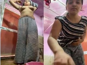 Nude Indian girl strips for money and flaunts her body