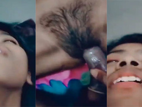 Teenage girl's hairy pussy gets loud and clear on camera