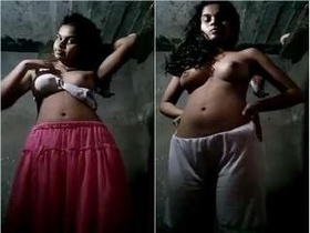 Pretty Desi girl strips and teases with her boobs and pussy