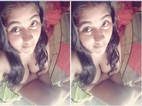 Hot babe flaunts her ample bosom during a video call