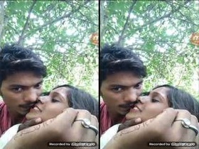 Desi couple enjoys street romance with passionate kissing and boob play