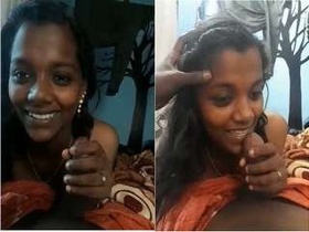 Tamil girl gives blowjob with hesitation