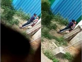 Desi couple's outdoor romance with kissing and cuddling