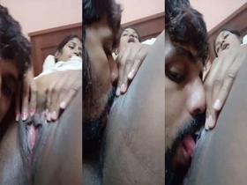 MMS video of Indian lover licking her pussy