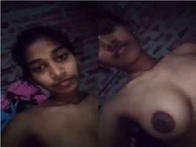 Lonely girl proudly displays her bosom and intimate area