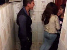 Desi couple indulges in steamy bathroom sex after party