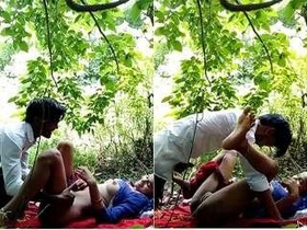 Rustic Indian couple has sex in the forest