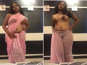 Exclusive photo shoot with a gorgeous Indian girl in a pink sari