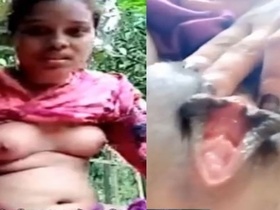 Bangladeshi unmarried topless girl performs an outdoor striptease