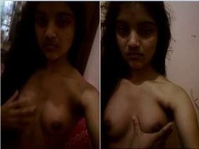 Desi girl with big tits gets naughty on camera
