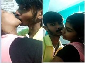 Desi couple enjoys passionate kissing in bed