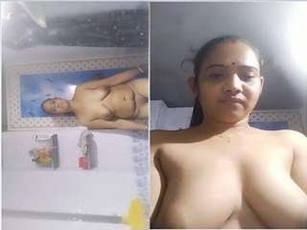 Busty woman records nude video for husband