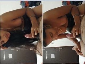 Telugu girl with a hot look performs a blowjob