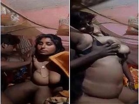 A curvy Indian bhabhi indulges in wild breast play and rough sex