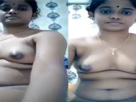 Pretty Tamil village girl shows off her sexy boobs in nude selfies