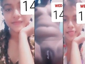A young attractive girl reveals her private parts to her partner in front of sleeping sibling