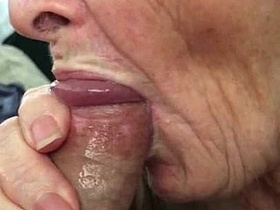 Grandma gets a deep throat and swallows it all