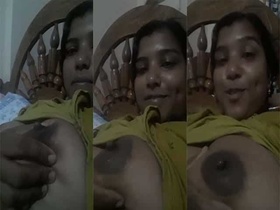 A woman from India milks her breasts while sending a video with selfies