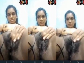 Tamil girl flaunts her natural body and hairy pussy in solo video