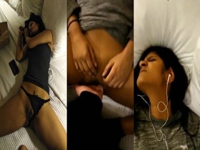 Indian babe pleases herself with licking and fingering