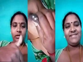 South Indian aunt with big boobs breastfeeding in steamy video
