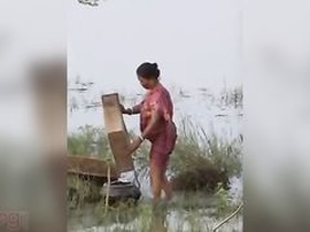 Auntie in a revealing top gets naughty in the woods