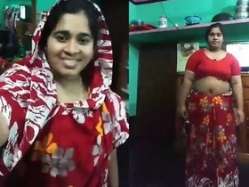 A discontented wife teases her husband with her big ass and pussy in saree