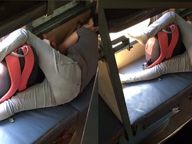 Desi babe lifting legs and sleeping on the train