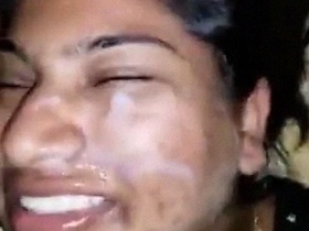 Desi babe gives a sloppy blowjob and gets a facial in Goa