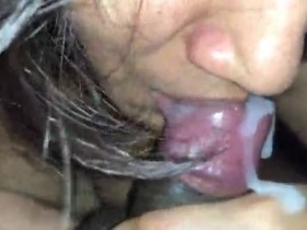 Tamil wife gets a blowjob and takes a load in her mouth