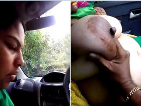 Exclusive video of Tamil wife giving a blowjob and getting her big boobs hugged