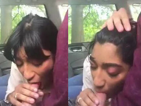 Indian girl pleasures her white lover orally with her hand