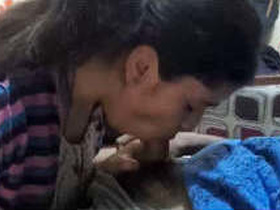 Indian girl Wania gives a blowjob to her boyfriend