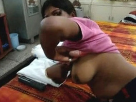 Desi girl flaunts her huge boobs in front of her landlord