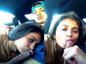 NRI babe gives oral pleasure to boyfriend in car