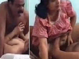 Indian babe with big boobs gives a blowjob to her uncle