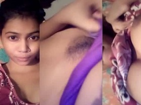 Desi teen flaunts her hairy puss in a hot selfie video