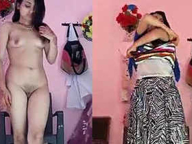 Indian girl strips naked in a selfie video