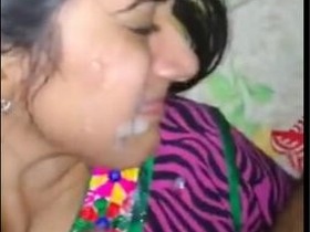 Bhabi covered in cum after not liking the taste