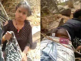 Outdoor sex in a village setting leads to a public encounter