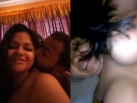 Desi girlfriend with large breasts enjoys sex on camera