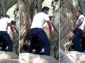 Desi schoolgirl and boyfriend have outdoor sex in public and get caught on camera
