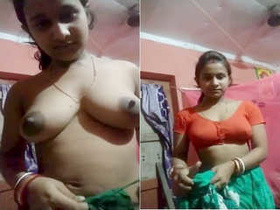 Amateur Indian babe strips down to sari and reveals her body in exclusive video